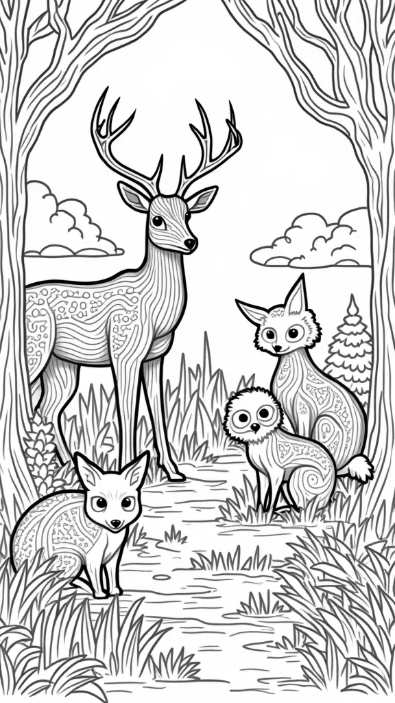 coloring pages forest animals